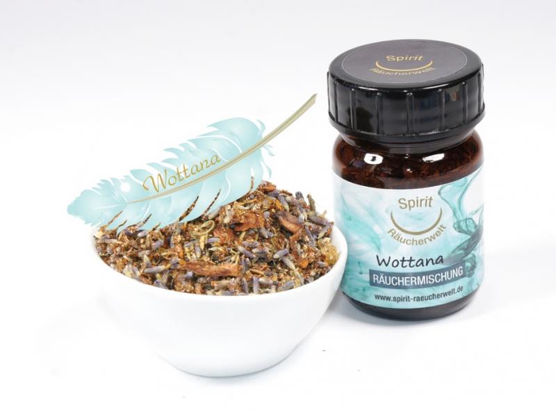 50ml Braunglas mit loser Räuchermischung in Schale.