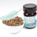 50ml Braunglas mit loser Räuchermischung in Schale.