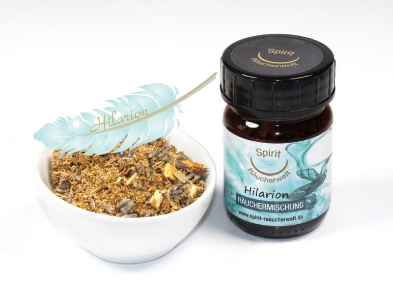 50ml Braunglas mit loser Räuchermischung in Schale.