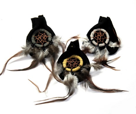 Medizinbeutelchen schwarz mit Traumfänger 6x7cm