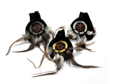 Medizinbeutelchen schwarz mit Traumfänger 6x7cm