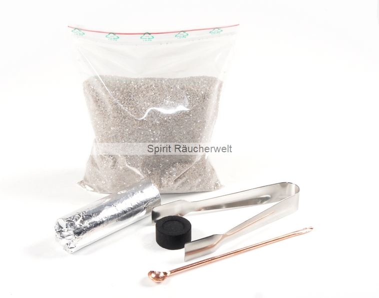 Räucherzubehörset mit Räucherzange, Räucherlöffel, Räucherkohle und Räuchersand