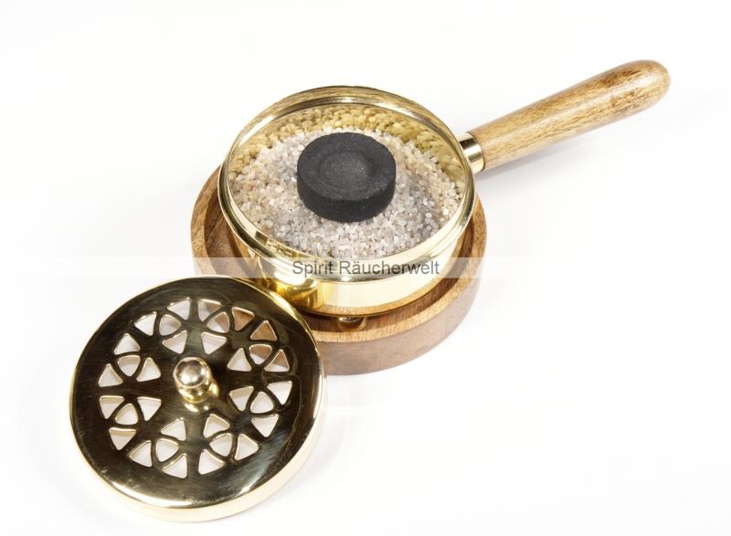 Amaru Räucherpfanne Messing - D8,5x5,5x16,5cm