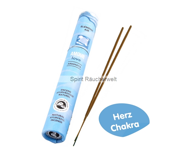 Liebe - Herzchakra - ayurvedische Räucherstäbchen -  Aromandise 100% naturrein