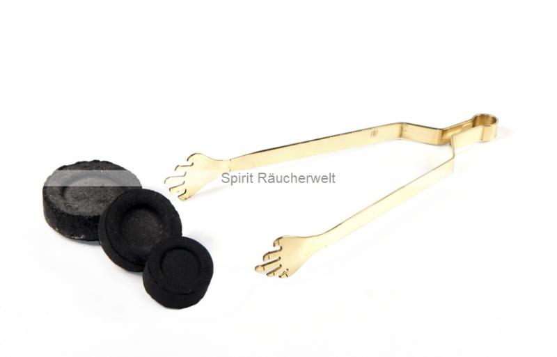 Hände Räucherzange - Kohlenzange Messing - 15cm