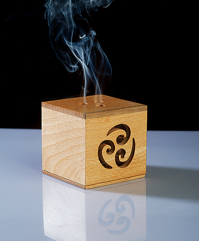 Räucherwürfel Luft - Räucherkegelhalter aus Holz