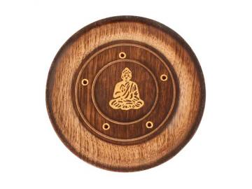 Buddha Räucherstäbchenhalter aus Holz - D10cm