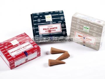 3er-Set Räucherkegel Satya - White Sage Palo Santo Drachenblut