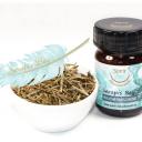 50ml Braunglas mit loser Räuchermischung in Schale.