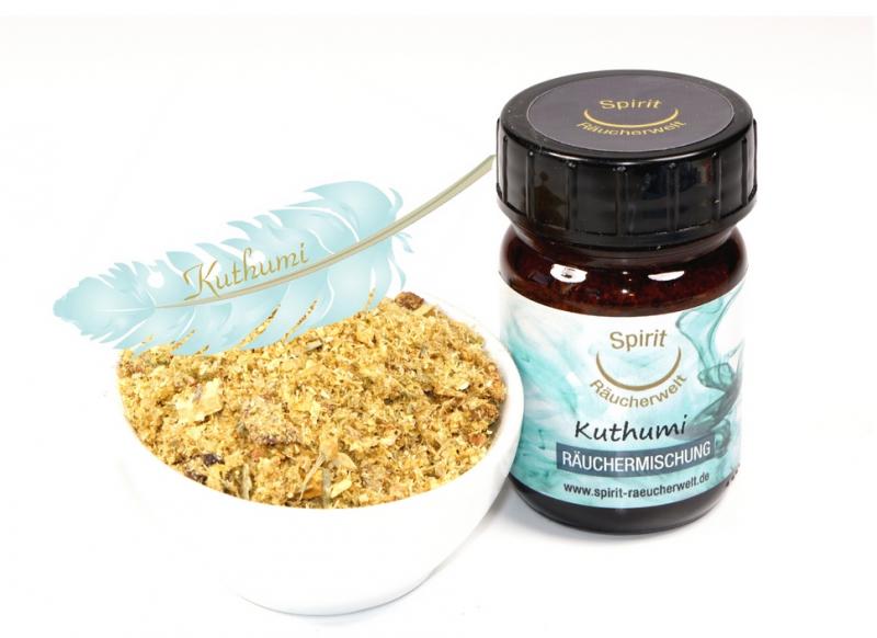 50ml Braunglas mit loser Räuchermischung in Schale.