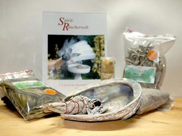 Muschelset mit Weißem Salbei, Sweetgras, Copal