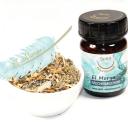 50ml Braunglas mit loser Räuchermischung in Schale.