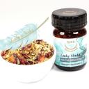 50ml Braunglas mit loser Räuchermischung in Schale.