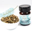 50ml Braunglas mit Räuchermischung in Schale.