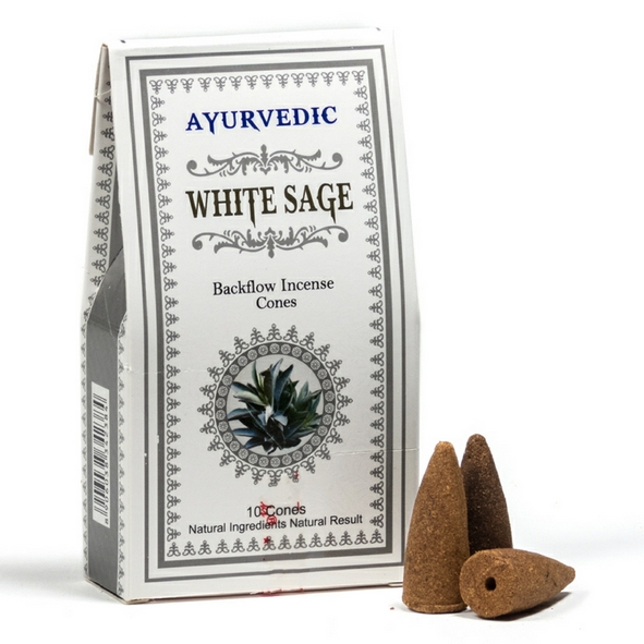 Ayurvedic Weißer Salbei Rückfluss - Backflow Räucherkegel