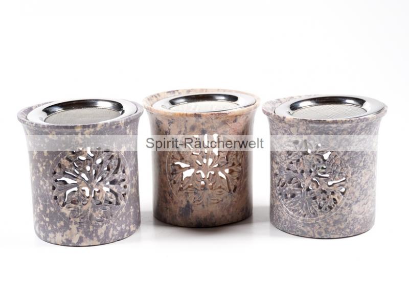 Baum des Lebens - Räucherstövchen Speckstein bunt glockig mit Sieb