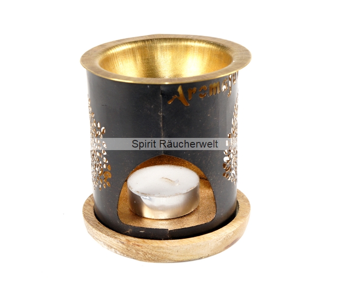 Duftlampe mit Holzuntersetzer