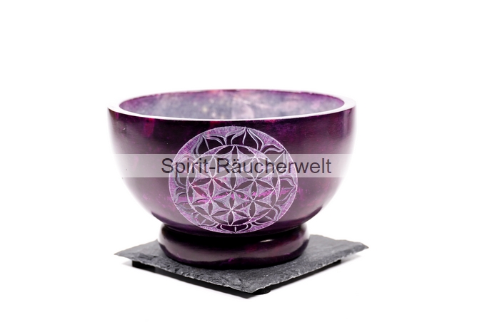 Blume des Lebens Räucherschale lila | Speckstein D13x7,5cm