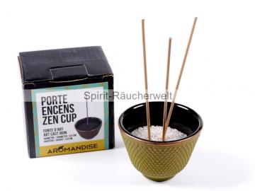 Zen Schale grün Räucherstäbchenhalter aus Gusseisen D6,5x4,5cm - japanisch