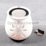 Räucherstövchen Blüte weiß mit Edelstahlsieb
