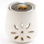 Räucherstövchen Blüte weiß mit Edelstahlsieb