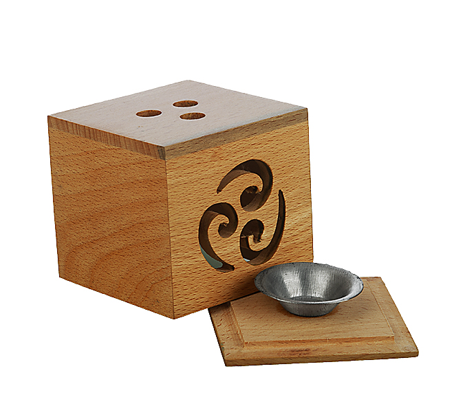 Räucherwürfel Erde - Räucherkegelhalter aus Holz