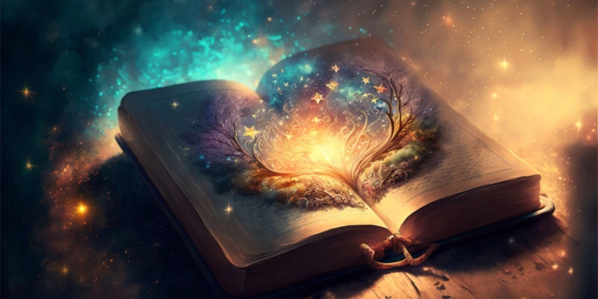 Buch mit Sternen als Sinnbild f&uuml;r die magischen Rauhn&auml;chte